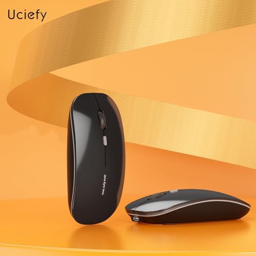 Uciefy Q5 Slim Rose Gold Wireless Mouse – Portable Optical Rechargeable Design with Silent Click, USB Receiver & Type C Adapter for Effortless PC, Laptop & Desktop Compatibility – Elevate Your Workspace with Style & Precision