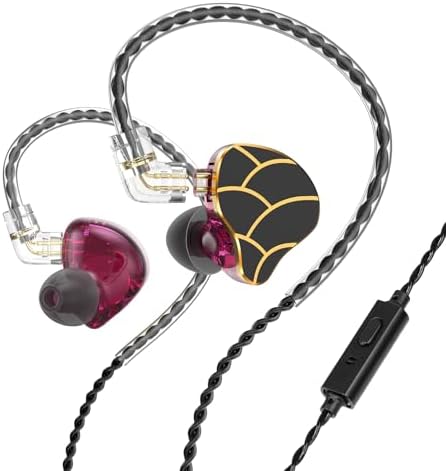HJ822 In-Ear Monitors – Advanced Dual Dynamic Driver Earbuds for Gamers & Audiophiles, Personalized Volume Control, Immersive Bass & Noise Isolation, Tangle-Free 3.5 mm Connection for Effortless Device Integration
