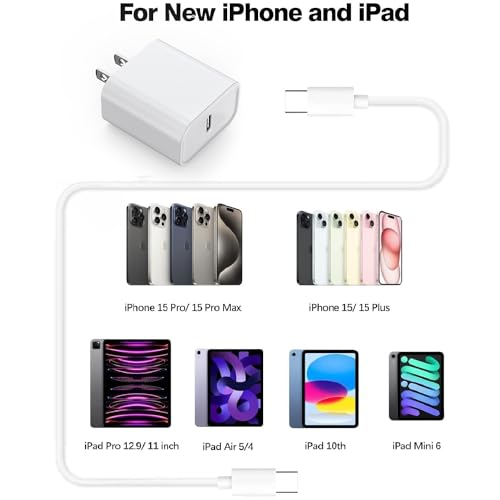 Ultra-Fast Dual USB-C Wall Charger for i Phone 15 – 40 W Power Delivery Adapter, Compact and Foldable Design for On-the-Go Charging, Ideal for i Phone 15/14/13 Pro, i Pad, and More – Maximum Efficiency with Enhanced Safety Features