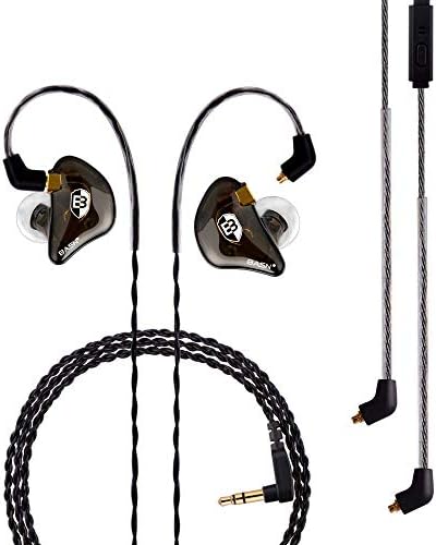 BASN Bsinger Professional Dual Driver In-Ear Monitor Headphones – Hi-Fi Sound Quality Earbuds with Built-in Mic for Musicians and Drummers (Black, 2-Pin) – Superior Comfort and Durability for Live Performances