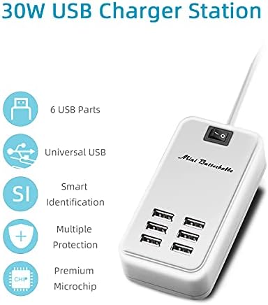 Ultimate 6-Port USB Charging Hub: High-Speed AC Power Adapter with Surge Protection for Seamless Device Charging at Home, Office, or Travel – Compact and Safe Charging Station for Smartphones, Tablets, and More