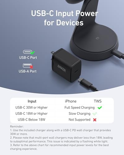 Anker 2-in-1 Mag Safe Wireless Charging Stand for i Phone 16, Qi2 Certified 15 W Ultra-Fast Charger, Adjustable Design with Dual Functionality for i Phone and Air Pods, Sleek Black Finish – Optimal Speed and Style for Modern Devices
