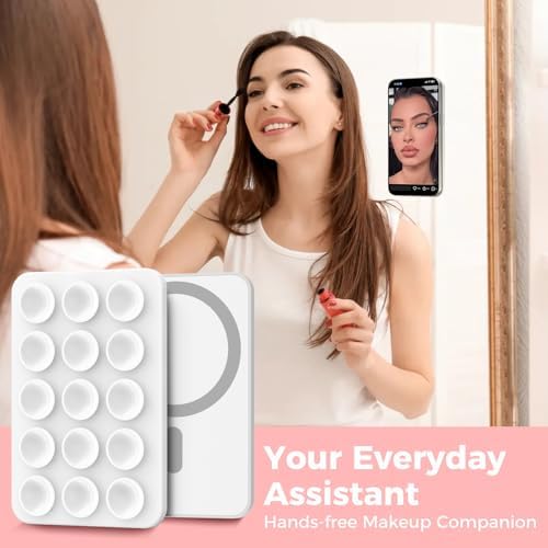 AHASTYLE Silicone Suction Phone Case Stand for iPhone 16/15/14/13/12 Series, Magnetic Suction Cup Phone Mount for iPhone MagSafe Phone Case, Mirror Shower Phone Holder, for TikTok Videos and Selfies – Enhanced Compatibility and Speed