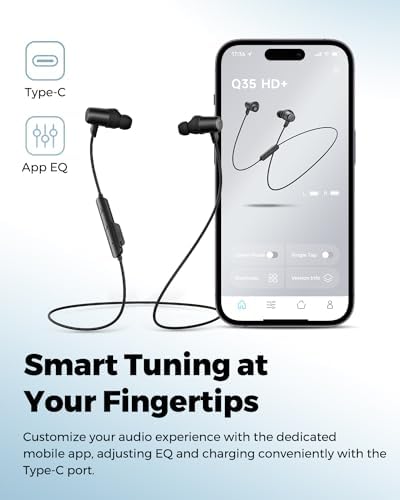 Transform Your Listening Journey with Sound PEATS Q35 HD+ Neckband Bluetooth Headphones – Experience Cutting-Edge Bluetooth 5.2 Technology for Seamless Connectivity, IPX5 Sweat-Proof Design for Active Lifestyles, Extended 17-Hour Battery Life, Quick Type C Charging, and QCC3040 Chipset for Unrivaled Compatibility – Ideal for Fitness Buffs and Everyday Commuters Seeking Premium Sound and Comfort
