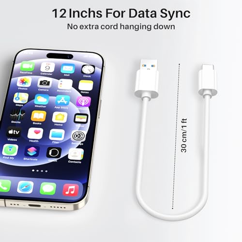 Compact 6-Inch USB A to USB C 3.1 Cable – 2-Pack for High-Speed 10 Gbps Data Transfer & Fast Charging | Perfectly Compatible with i Phone 15, Mac Book Pro, i Pad Pro, Samsung Galaxy S24, and Google Pixel | Ideal for Travel & Clutter-Free Connectivity | Durable Design for Everyday Use