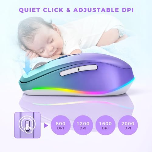 PEIOUS Rechargeable Wireless Mouse with LED – Innovative Jiggler Technology to Keep Your Computer Awake – Sleek Black Design for Optimal Comfort and Productivity