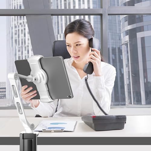 Suptek Adjustable Aluminum Alloy Cell Phone Desk Mount Stand – Versatile 360° Rotating Holder for i Pad, i Phone, Samsung & Asus (4.7-11 inches) – Perfect for Home, Office, or Kitchen Use – Unmatched Stability & Comfort for Daily Tasks