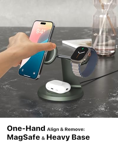 Revolutionize Your Charging Routine with Our 3-in-1 Wireless Charging Station for Apple Devices – Fast Mag Safe Charger for i Phone Models 12-16, Apple Watch, and Air Pods – Compact Design with Enhanced Stability, Overcharge Protection, and Effortless Organization