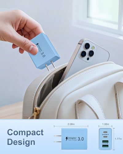 Dual-Pack 40 W USB C Charger Block – Fast Charging Power Adapter with 4 Ports for i Phone, Samsung, and i Pad – High-Speed Multi-Device Charging Solution with Enhanced Compatibility and Portability – Perfect for Home, Office, and Travel