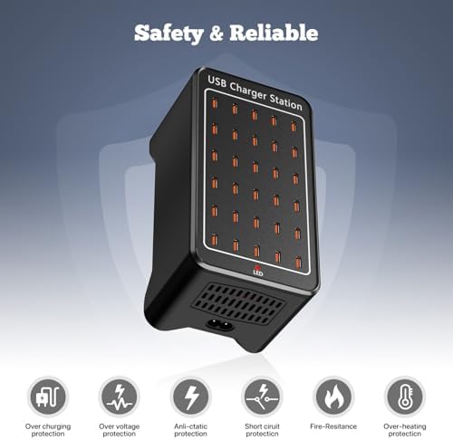 150 W USB C Charging Hub Station with 30 Ports – Fast Multiport Desktop Charger for i Phone 16/15/14/13/12/11, i Pad, and Samsung Galaxy S23/S22 – Optimal Device Compatibility & Safety Features for Efficient Charging Solutions