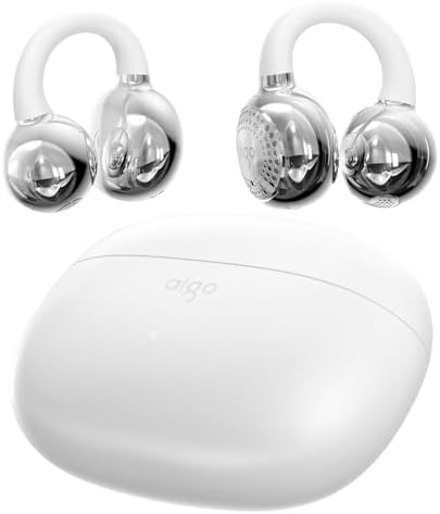 aigo CA05 Open Ear Bluetooth 5.4 Sport Earbuds – Ultra-Lightweight Clip-On Design with Superior Noise Cancellation and 50-Hour Battery Life, Perfect for Active Lifestyles – Waterproof Wireless Headphones Compatible with i Phone, Android, and Laptops – Revolutionize Your Outdoor Listening with Outstanding Comfort and Performance