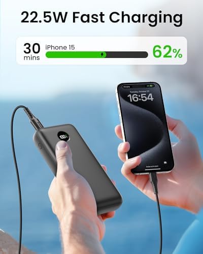 Ultra-High Capacity 27000 m Ah Portable Power Bank – Advanced USB-C 22.5 W PD QC4.0 Fast Charging with LED Display, Triple Output for i Phone, Samsung, i Pad & More – Ultimate Travel Companion for On-the-Go Charging Efficiency