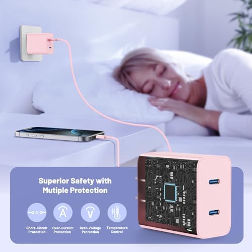 Dual-Port 45 W USB-C Wall Charger for Samsung Galaxy S25/S24 Ultra – Super Fast Charging with 2-Pack 6.6 ft Cables, PD 3.0 & PPS Technology for Enhanced Compatibility and Performance – Ideal for Mobile Professionals and Families