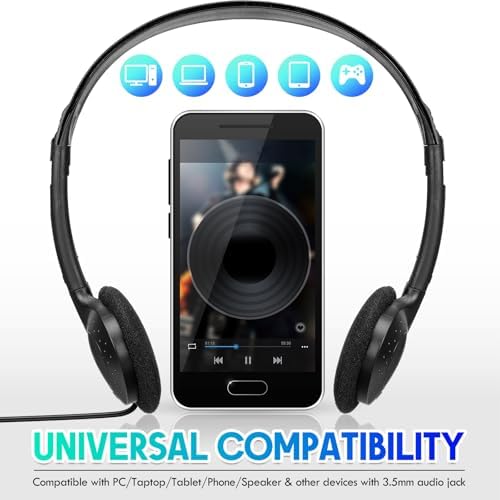 Ultimate Classroom Audio Solution: Frienda 48-Pack Over-Ear Headphones for Students and Adults – Wired Stereo Headset with Universal 3.5 mm Jack – Perfect for Schools, Libraries, and Travel – Noise-Isolating Design for Maximum Concentration and Comfort – Lightweight, Durable, Ideal for Long Listening Sessions