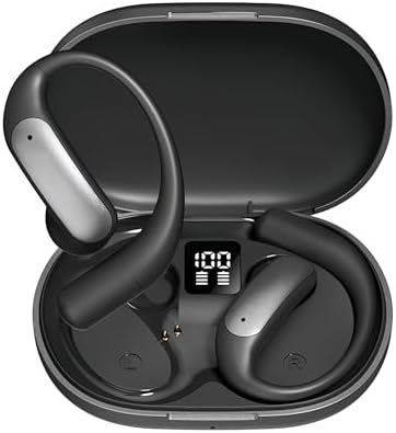 Elevate Your Active Lifestyle with Lightweight Purple Open Ear Bluetooth 5.3 Headphones for Women – Waterproof Sports Earbuds Featuring Smart Digital Display and Ergonomic Design for Ultimate Comfort During Running and Cycling Activities
