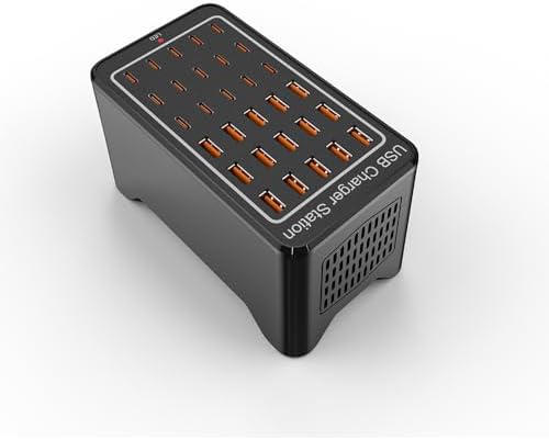 High-Powered 65 W 10-Port Charging Hub – 6 USB-C & 4 USB-A Ports for Fast, Efficient Charging of i Phone 16 Pro, Mac Book Pro/Air, i Pad Pro – Compact Desktop & Wall-Mount Design with Safety Features for Home Office Optimal Performance