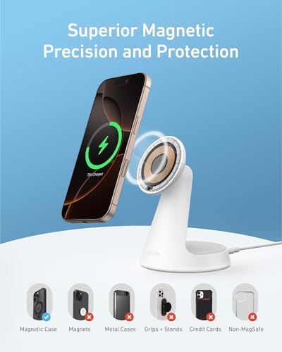 Anker 2-in-1 Mag Safe Wireless Charging Stand for i Phone 16, Qi2 Certified 15 W Ultra-Fast Charger, Adjustable Design with Dual Functionality for i Phone and Air Pods, Sleek Black Finish – Optimal Speed and Style for Modern Devices