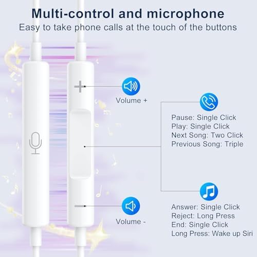 Discover Unmatched Sound Quality with Our 2-Pack Wired Earbuds for i Phone – Premium Noise-Cancelling Headphones with Built-In Microphone & Volume Control for Effortless Use Across i Phone 14/Pro/Max/Plus/13/12/11/XR/XS/X/8/7/SE – Perfect for Music, Calls, and Immersive Entertainment Experience. These ergonomically designed earbuds deliver superior audio clarity while expertly minimizing background noise, making them an ideal choice for both music enthusiasts and busy professionals seeking an optimal listening experience. Equipped with user-friendly volume control and a built-in microphone, manage your calls and audio seamlessly without interruptions. Plug-and-play functionality ensures instant compatibility with your i Phone, allowing you to enjoy rich, immersive sound quality right out of the box. Crafted from durable materials, this 2-pack offers long-lasting comfort and convenience, whether for daily commutes, workouts, or leisurely home listening. Elevate your audio journey with these essential wired earbuds that provide both reliability and exceptional performance.