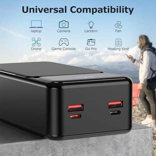 Massive 50000 m Ah Power Bank with 22.5 W Fast Charging – Ultimate Portable Charger for Multiple Devices, USB-C & Micro USB Inputs, LED Battery Status Display – Ideal External Battery for i Phone, Samsung, i Pad, and More