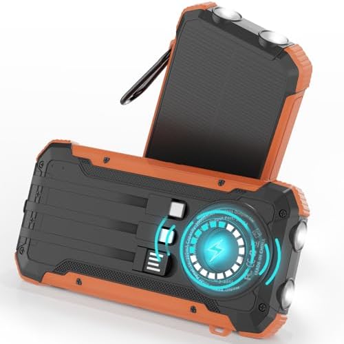 ERRBBIC 20000 m Ah Solar Power Bank – Ultimate Portable Wireless Charger with 15 W Fast Charge, Dual USB-C Outputs, and Emergency LED Flashlight – Perfect for Outdoor Adventures and Everyday Convenience