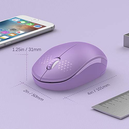 Light Blue Wireless Mouse – Ultra-Quiet 2.4 GHz Noiseless Computer Mouse with USB Receiver for Seamless Windows Experience – Portable, Ergonomic Design for Home, Office, or Travel