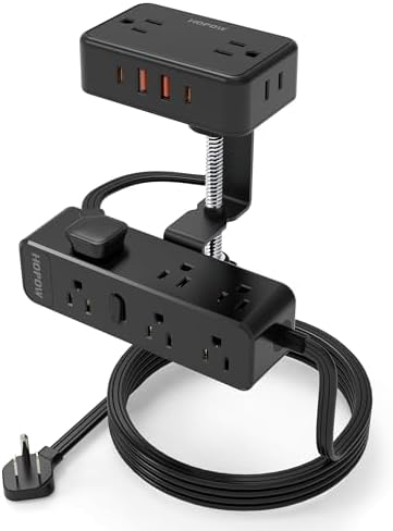 15 FT Under Desk Surge Protector Power Strip with 13 Outlets & 4 Fast Charging USB Ports – Dual Layer Desktop Clamp Charging Station for Home & Office – Enhanced Safety with 1700 Joules and Flexible Extension Cord