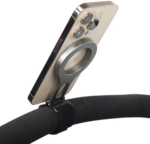 Revolutionary Magnetic Phone Holder for Stroller Bar – Mag Safe Compatible & 180° Adjustable for Gym, Home Fitness, and Shopping Carts – Securely Attaches with Versatile Strap, Includes Magnetic Ring for Universal Smartphone Compatibility – Elevate Your Multitasking Experience Today!