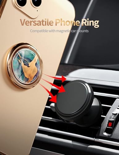 Blue Butterfly Marble Pattern Cell Phone Ring Stand – 360° Rotating Finger Holder for Secure Grip and Versatile Kickstand, Compatible with All Smartphones Including i Phone and Samsung Galaxy, Perfect for Magnetic Car Mounts