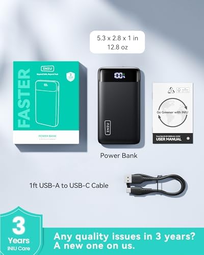 Ultimate INIU Portable Charger – 22.5 W 20000 m Ah Power Bank with Dual USB-C Fast Charging, PD 3.0 & QC 4.0, LED Display – Rapid Charging Solution for i Phone 16, Samsung S23, Google Devices & More – Long-lasting Power for On-the-Go Professionals & Travelers