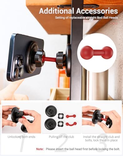 Magnetic Gym Phone Holder for Mag Safe – Ultimate Hands-Free Workout Accessory with Dual Ball Head for Optimal Viewing – Securely Supports i Phone 12 to 16 Pro Max & All Smartphones – Elevate Your Fitness Routine with Seamless Connectivity and Stability