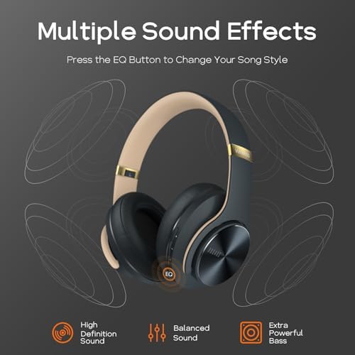 Transform Your Listening Journey with DOQAUS Over-Ear Bluetooth Headphones: 90-Hour Playtime, Tailored EQ Settings, and Superior Noise Cancellation for Unmatched Comfort and Audio Clarity in Music and Calls