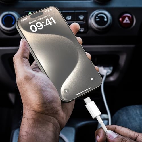 Premium Carplay Cable for i Phone 16/15 & i Pad – 6 ft USB A to USB C Charging & Sync Cord – Enhanced Speed & Compatibility for Seamless Connectivity in Your Vehicle – Durable White Design for Everyday Use – Ideal for i Phone 16/15 Pro, Plus & Max Models, i Pad 10 th Gen & Air – Elevate Your Driving Experience with High-Performance Data Transfer & Power Solutions