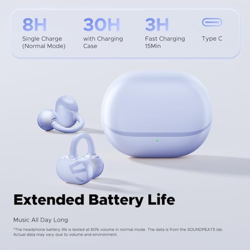 Revolutionize Your Audio Experience with Sound PEATS POP Clip Wireless Open Ear Earbuds – Ultra-Lightweight Sports Headphones Featuring 30 Hours of Playtime and IPX5 Waterproof Rating for Ultimate Durability – Advanced Bluetooth 5.4 Connectivity for Seamless Listening – Ideal for Runners and Fitness Enthusiasts – Enjoy Superior Comfort and Surround Awareness for Enhanced Safety While You Stay Active