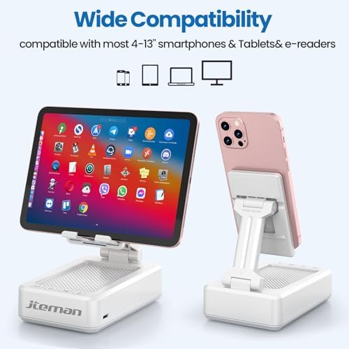 Transform Your Multimedia Experience with the JTEMAN Adjustable Tablet Stand Featuring Bluetooth Speakers – Versatile Kitchen Gadget and Perfect Gift for Him or Her – Wireless Charging Station for Phones and Tablets, Enhanced Compatibility for All Devices