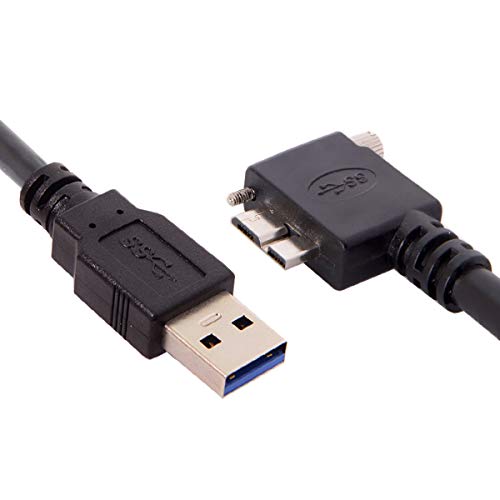 Chenyang 90-Degree Micro USB 3.0 Cable – Type A Male to Micro B Male, 3 M High-Speed Connector for Industrial Cameras & Devices, Enhanced Durability with Mount Panel Screws, Perfect for Tight Spaces and Optimal Cable Management