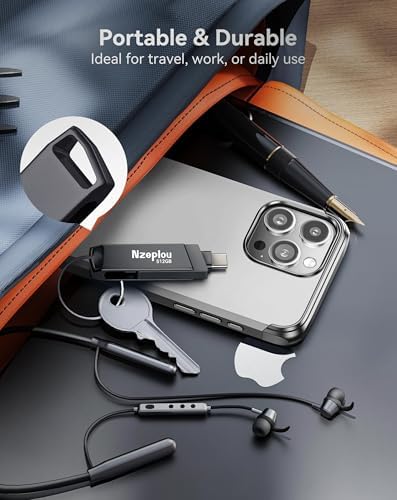 256 GB Lightning & USB-C Flash Drive for i Phone/i Pad – Ultra-Fast USB 3.0 Memory Stick for Effortless Photo & Video Backup – Plug & Play External Storage Solution (Sleek Silver Design) – Perfect for Seamless Data Management and Expansive Memory Needs