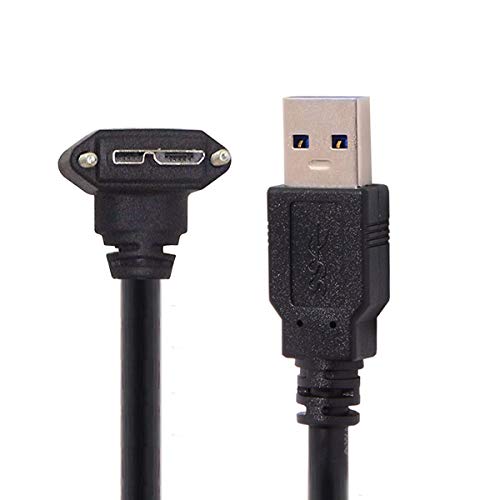 Chenyang 90-Degree Micro USB 3.0 Cable – Type A Male to Micro B Male, 3 M High-Speed Connector for Industrial Cameras & Devices, Enhanced Durability with Mount Panel Screws, Perfect for Tight Spaces and Optimal Cable Management