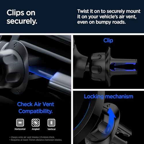Revolutionize Your Drive with Spigen One Tap Pro 3 Cryomax: Fast Wireless Mag Safe Car Charger with Noiseless Cooling for i Phone 16, 15, 14, 13, & 12 Series – Ultimate Compatibility & Quick Charge Efficiency for On-the-Go Power