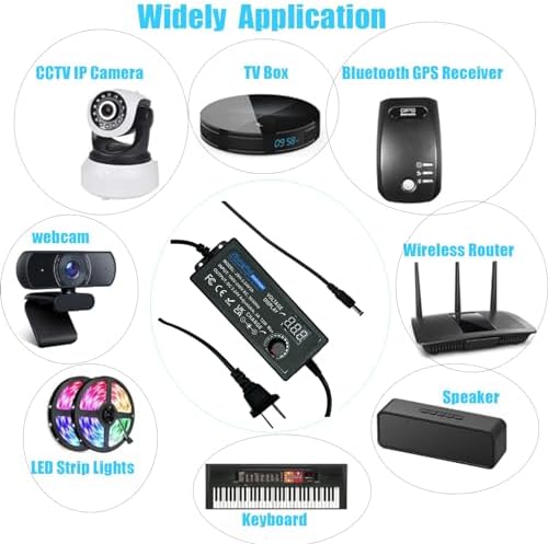 Versatile 120 W Universal AC to DC Power Adapter – Adjustable 3 V to 12 V, 10 A Output with 14 Interchangeable Tips & Polarity Converter for Seamless Compatibility with LED Strip Lights, Printers, CCTV Cameras, and More – Ultimate Efficiency and Durability Ensured