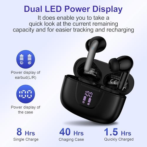 Advanced Bluetooth 5.3 Wireless Earbuds – Noise Cancelling In-Ear Headphones Engineered for Google Pixel 9/8/7 – Immersive Deep Bass, 40-Hour Battery Life, and IP7 Waterproof Charging Case – Perfect for Active i Phone & Android Enthusiasts