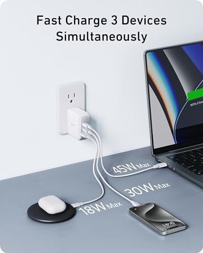 Anker Nano 100 W Ga N II USB-C Charger – Compact 3-Port Fast Charging Solution for Mac Book Pro, i Pad Pro, i Phone 16, Galaxy S23 & More – Award-Winning Fast Power with 5 ft Durable Cable – Simultaneous Device Charging, Enhanced Compatibility & Superior Efficiency