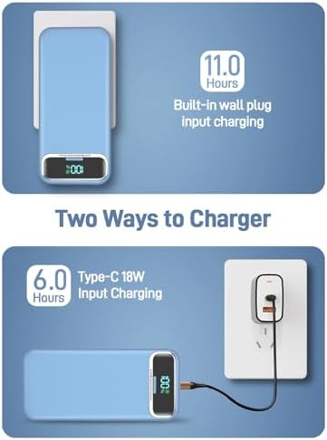 Ultimate 20,000 m Ah Portable Charger with Built-in Cables & AC Plug – Super Fast PD20 W & SCP22.5 W USB-C Power Bank for Quick Device Charging – LED Display & Universal Compatibility for i Phone, Samsung & More – Essential Travel Accessory for On-the-Go Power Solutions