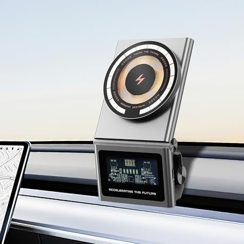 Transform Your Tesla Model 3 & Model Y Experience with the frani Magnetic Wireless Charging Phone Mount – 15 W Fast Charging, Secure Magnetic Design, Effortless Installation for Optimal Device Accessibility and Compatibility, Perfect for Modern Drivers