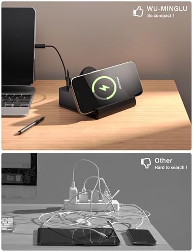 WU-MINGLU 8-Port Fast Charging Station – 80 W Multi-Device Dock with Wireless Charging, Quick Charge 3.0, and PD 20 W, LCD Display for Real-Time Status – Compatible with i Phone, i Pad, Smartphones, and Smartwatches – Ultimate Convenience and Speed for Tech Enthusiasts