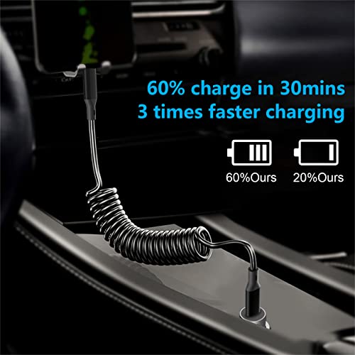 Revolutionary Coiled USB-C to Lightning Charging Cable for i Phone & i Pad – MFi Certified, Apple Car Play Compatible, Retractable Design for Effortless Data Sync & Fast Charging, Ideal for On-the-Go Convenience and Tangle-Free Organization