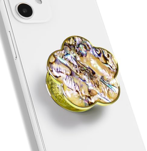 Chic Mother of Pearl Daisy Floral Phone Grip & Stand – Stylish Magnetic Phone Holder for Secure One-Handed Use and Hands-Free Viewing (Crème) – Ideal Floral Accessory for Enhanced Mobile Experience and Compatibility with Mag Safe Devices