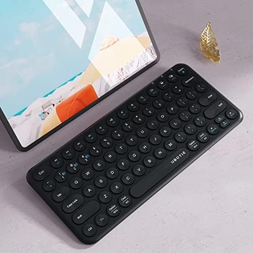 UBOTIE Wireless Colorful Slim Bluetooth Keyboard – Portable 78-Key Compact Design with Silent Scissor Switches and Elegant Round Keycaps for Tablets, Laptops, and Smartphones – Ultimate Typing Comfort and Style
