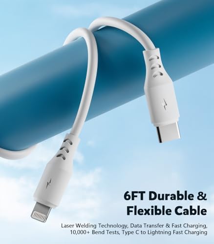 Rapid Charge Dual Pack: 20 W PD USB-C Wall Charger with 6 FT Type C to Lightning Cable for i Phone 14/13/12/11/Pro/Pro Max/Mini/XS/X – Optimal Performance and Portability for Everyday Use