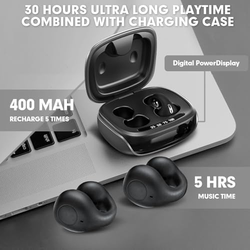 Open-Ear Bone Conduction Bluetooth Ear Clips – Lightweight, Sweatproof Wireless Earbuds for Active Lifestyles, Seamless Device Pairing, and Enhanced Environmental Awareness