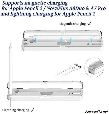 Revolutionary 2-in-1 Apple Pencil Charging Case with Magnetic Lightning Dock – Ultra-Convenient Power Hub for 1 st & 2 nd Gen Models – Stylish White Finish for Optimal Portability and Efficiency